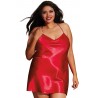 Fournisseur lingerie Nuisette grande taille rouge avec peignoir satinés