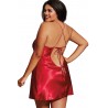 Fournisseur lingerie Nuisette grande taille rouge avec peignoir satinés