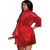 Fournisseur lingerie Nuisette grande taille rouge avec peignoir satinés