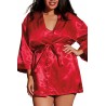 Fournisseur lingerie Nuisette grande taille rouge avec peignoir satinés