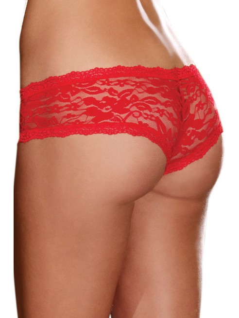 Fournisseur Shorty sexy taille basse rouge en dentelle