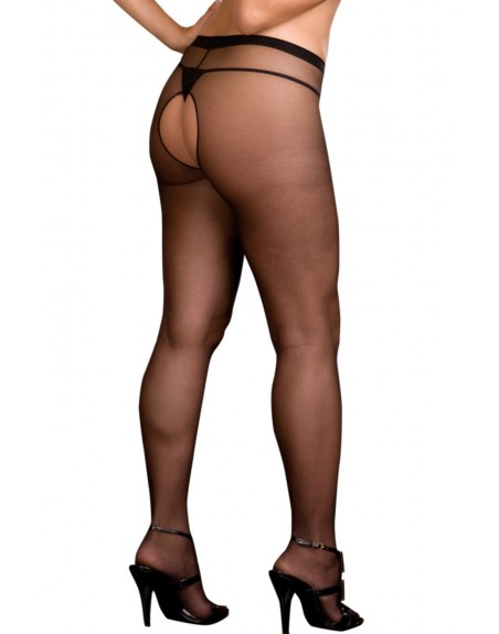 Grossiste Dreamgirl Collant noir grande taille nylon ouverture à l'entre-jambes et sur les fesses