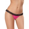 Fournisseur Tanga rose ouverture coeur et dentelle noire