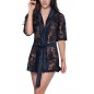 Peignoir dentelle florale noire - MAL7115BLK Peignoir dentelle florale noire - MAL7115BLK