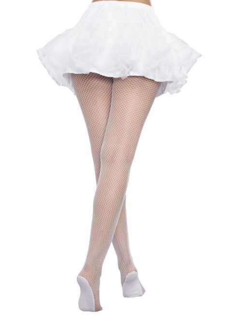 Fournisseur Dreamgirl Collant résille blanc avec pieds renforcés