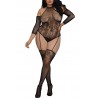 Grossiste dropshipping Bodystocking grande taille résille effet bas jarretelles