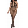 Bodystocking résille grande taille à encolure plongeante