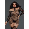 Fournisseur lingerie Bodystocking résille guêpière grande taille réversible avec tour de cou