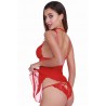 Nuisette rouge avec ornements et culotte assortie