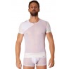 Grossiste dropshipping lingerie homme T-shirt blanc maille et brillance ajourée