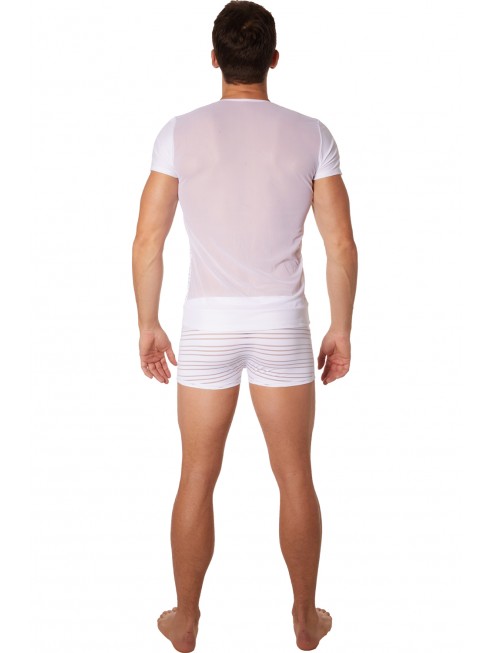 Grossiste dropshipping Look Me T-shirt blanc rayé opaque et transparent