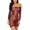 Fournisseur dropshipping Nuisette bordeaux fine résille manches 3/4