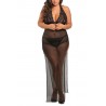 Dropshipping Nuisette longue grande taille fendue transparente