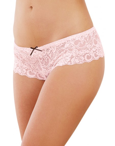 Grossiste lingerie Shorty ouvert vieux rose court en dentelle