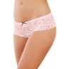 Grossiste lingerie Shorty ouvert vieux rose court en dentelle