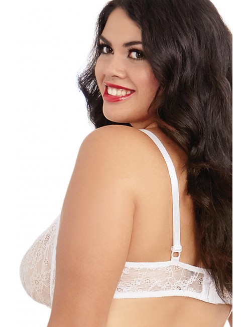 Soutien-gorge blanc grande taille demi-bonnets seins nus avec armatures