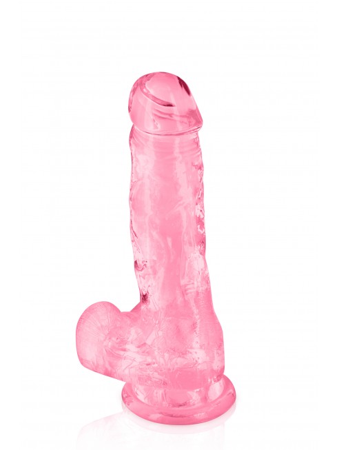 Gode jelly rose ventouse taille M 17.5cm