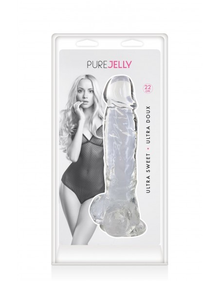 Gode jelly transparent ventouse taille XL 22cm