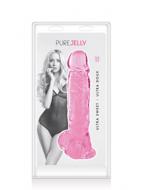 Gode jelly rose ventouse taille XL 22cm