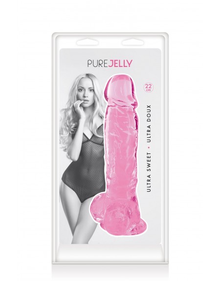 Gode jelly rose ventouse taille XL 22cm