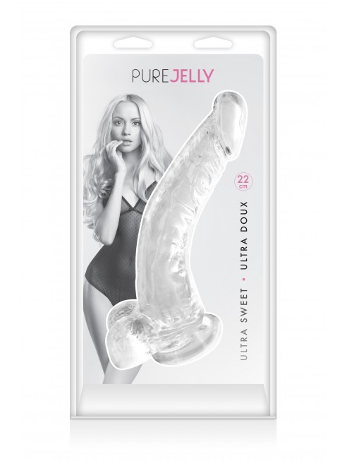 Gode jelly courbe transparent ventouse taille XL 22cm