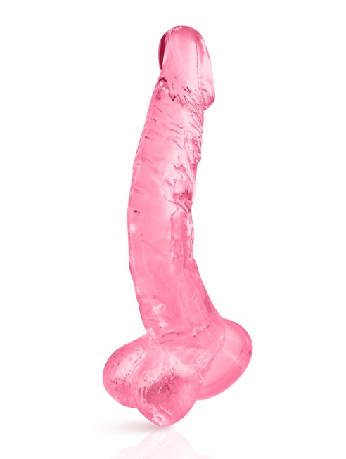 Gode jelly courbe rose ventouse taille XL 22cm