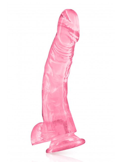 Gode jelly courbe rose ventouse taille XL 22cm