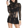 Robe courte sexy noire avec zip avant