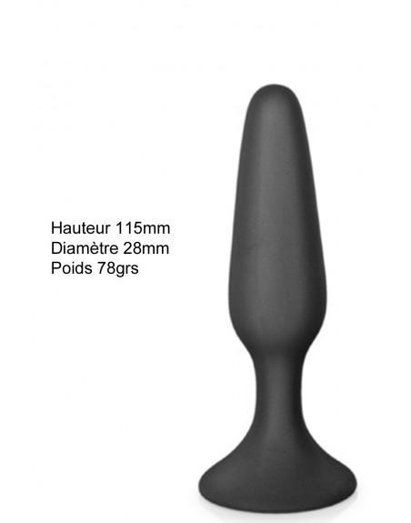 Plug anal noir 11.5cm avec ventouse