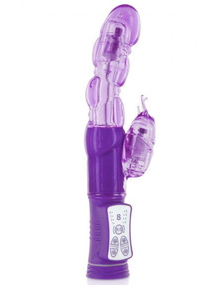 Vibromasseur rabbit violet tête rotative USB