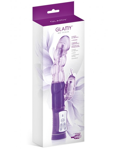 Vibromasseur rabbit violet tête rotative USB