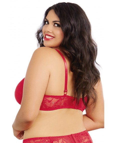 Soutien-gorge rouge grande taille demi-bonnets seins nus avec armatures