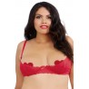 Soutien-gorge rouge grande taille demi-bonnets seins nus avec armatures