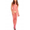 Bodystocking rose filet ouvert devant et derrière