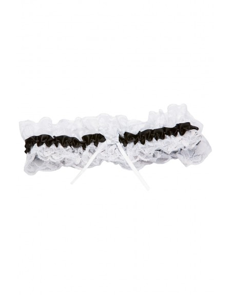 Jarretière dentelle blanche ruban noir