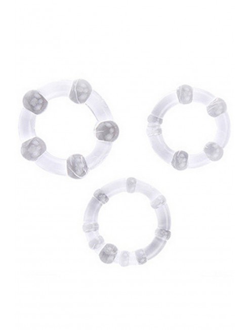 Pack 3 cockring transparents avec billes