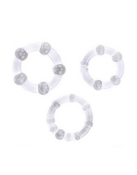 Pack 3 cockring transparents avec billes