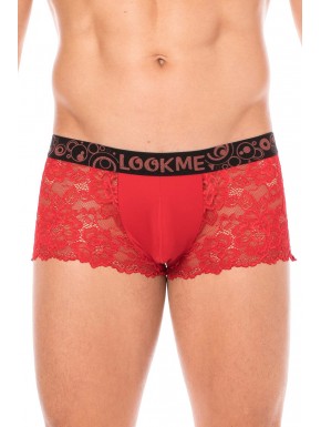 Boxer rouge en dentelle délicate