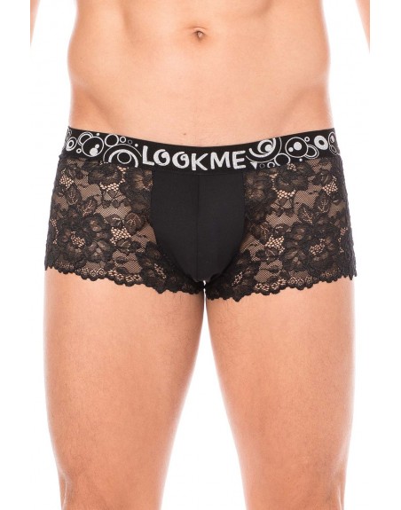 Boxer noir en dentelle délicate