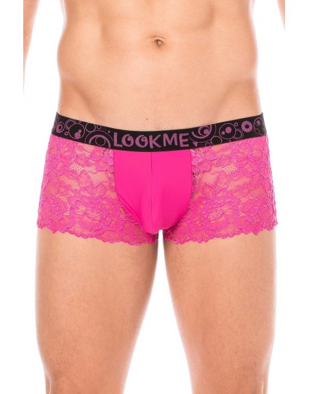 Boxer magenta en dentelle délicate