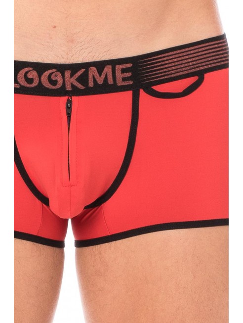 Mini-Pants rouge échancré avec zip