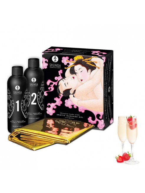 Fournisseur Shunga Gelée de massage oriental vin pétillant fraise