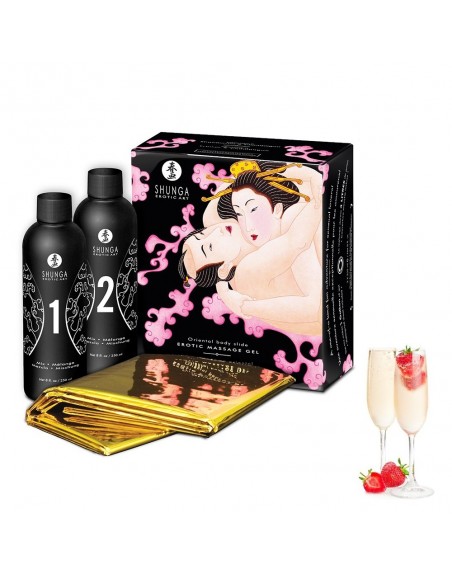 Fournisseur Shunga Gelée de massage oriental vin pétillant fraise