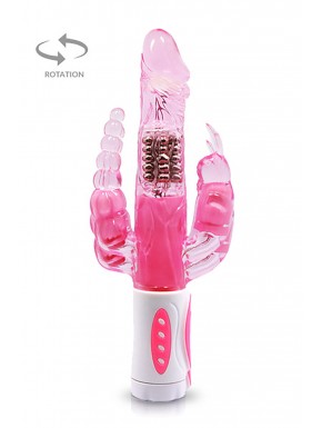 Vibromasseur rabbit rotatif avec 2 embouts de vibration - CC530136PL