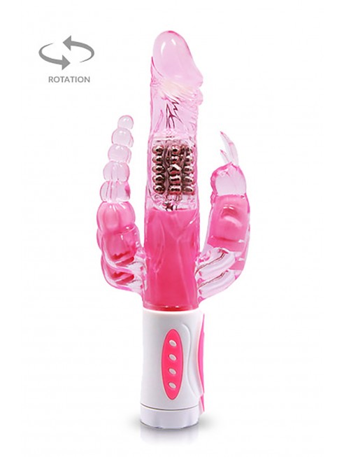 Vibromasseur rabbit rotatif avec 2 embouts de vibration - CC530136PL