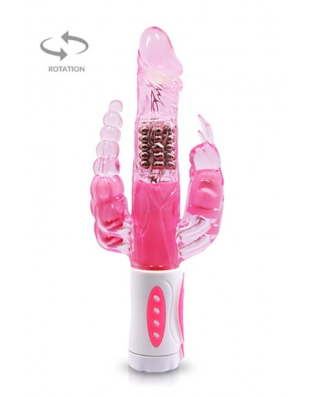 Vibromasseur rabbit rotatif avec 2 embouts de vibration - CC530136PL