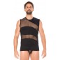 T-shirt débardeur noir col rond opaque et transparent Shade 2 - LM803-77BLK T-shirt débardeur noir col rond opaque et transparent Shade 2 - LM803-77BLK
