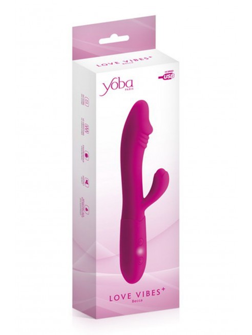 Vibromasseur rabbit Rose USB avec gland stimulant 10 programmes - CC531061YB