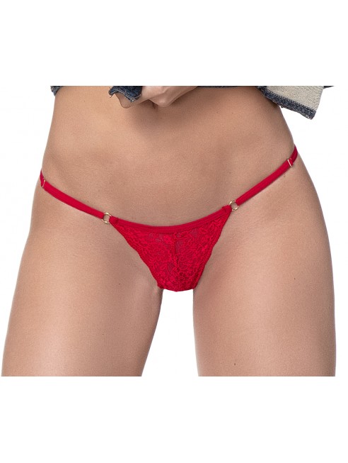 String dentelle rouge - MAL107BLKRED