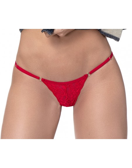 String dentelle rouge - MAL107BLKRED